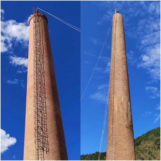 拆除高危煙囪，保障群眾居住安全